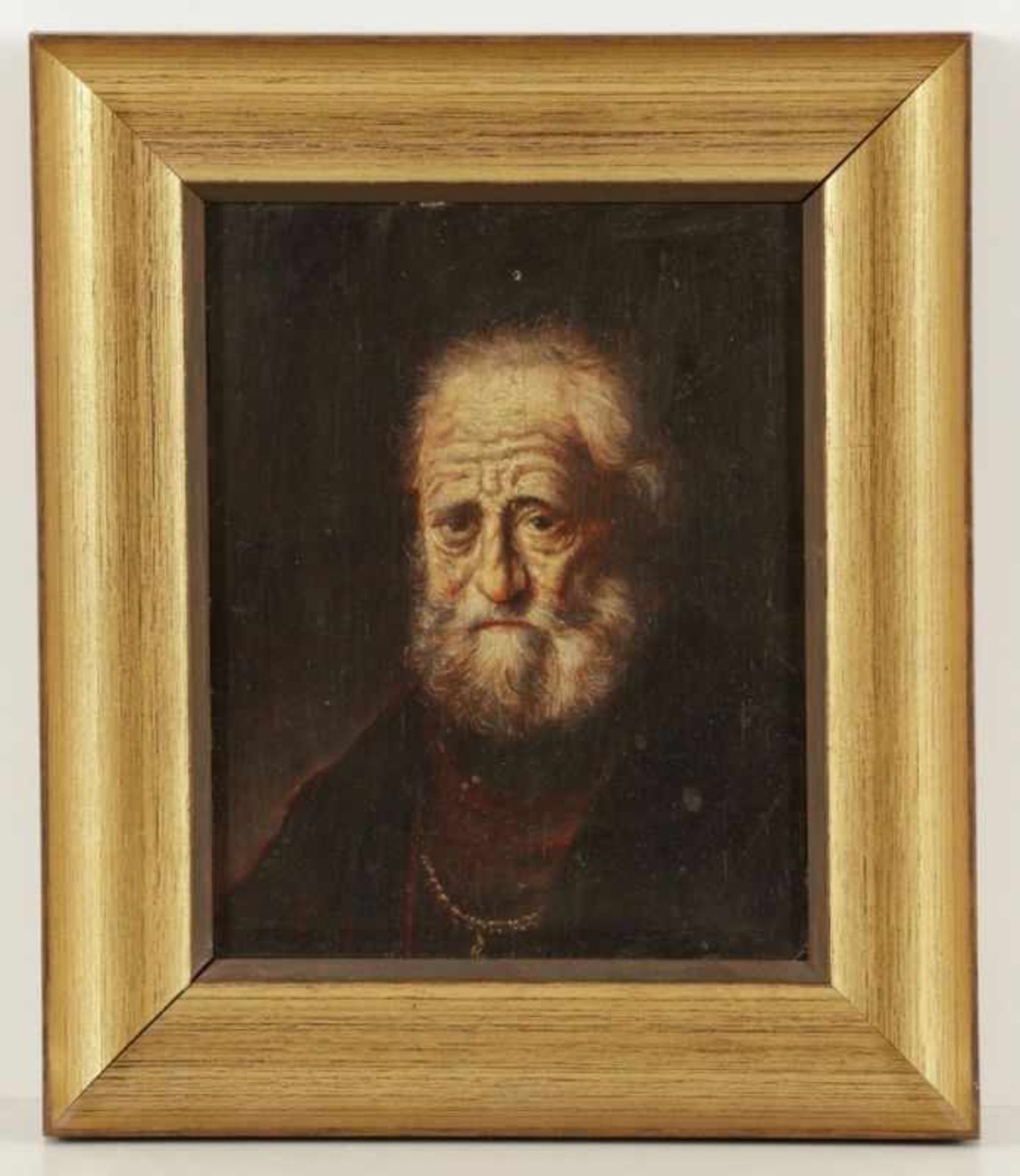 Künstler des 18. Jahrhunderts- Porträt eines alten Adligen - Öl/Holz. 18 x 14,5 cm. Rahmen. - - Bild 2 aus 2