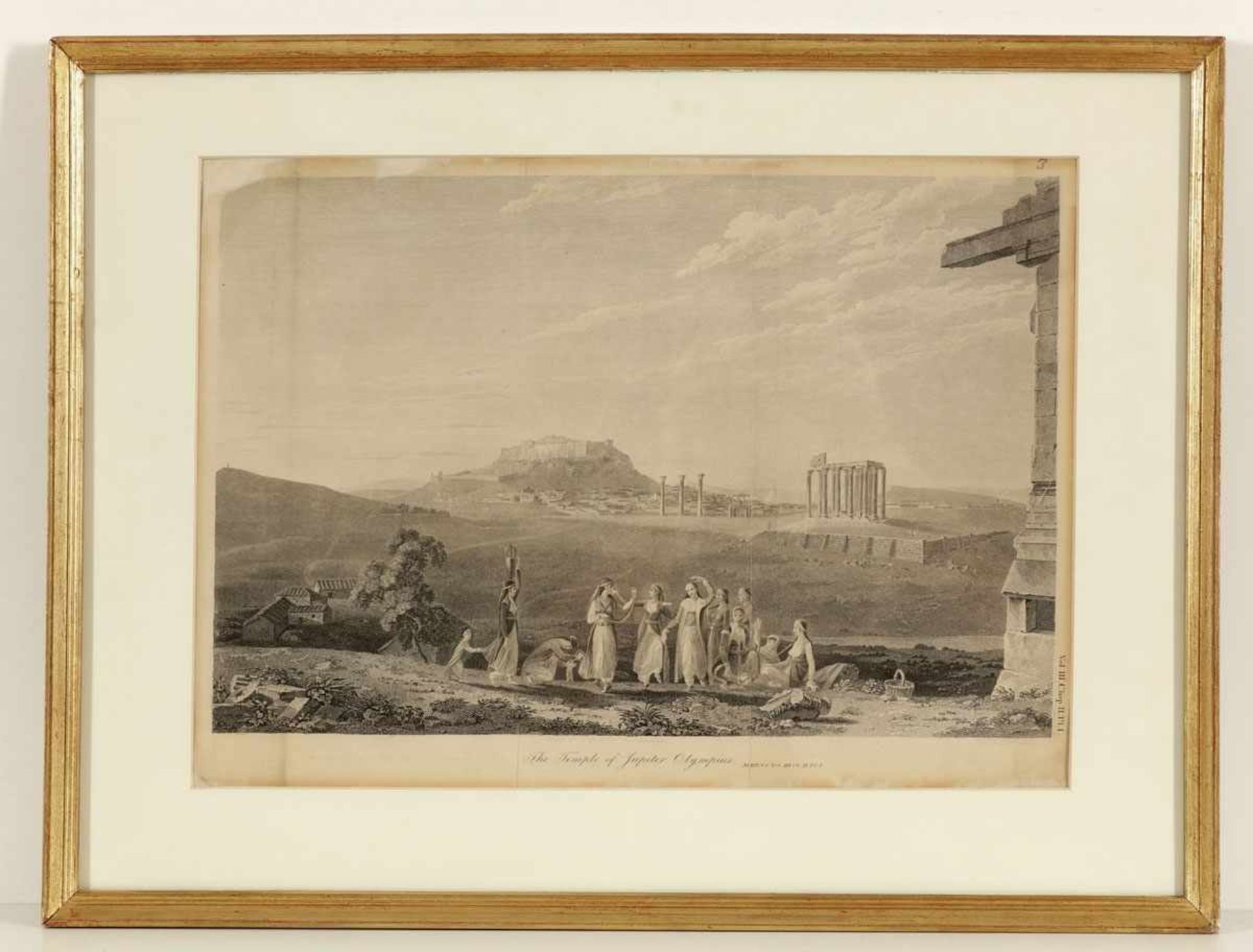 Thomas Medlandca. 1765 - 1833 nach - "The Temple of Jupiter Olympius" - Kupferstich. Falze. 30 x - Image 2 of 2