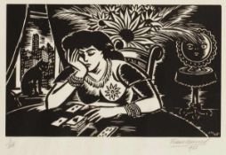 Frans Masereel1889 Blankenberge - 1972 Avignon - "Les cartes" (die Karten) - Holzschnitt/Papier. 3/