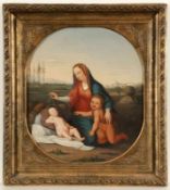 Nazarener Malerfrühes 19. Jahrhundert - Maria mit Christuskind und Johannesknaben - Öl/Lwd. 80 x