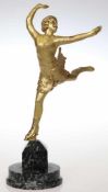 Jean Boreux1913 - "Eiskunstläuferin Sonja Heni" - Bronze. Gold patiniert. Schwarzgrüner