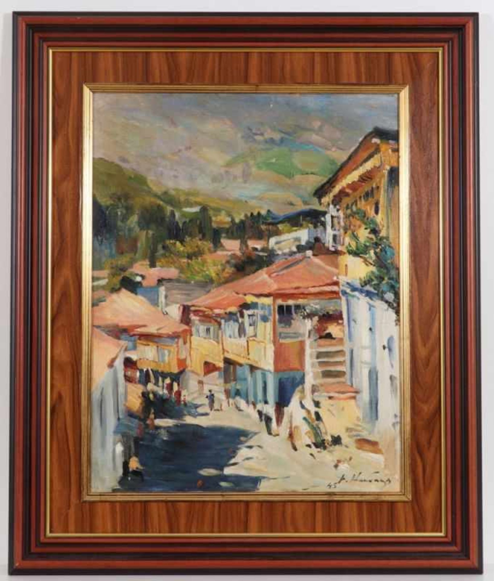 Dimitrij Nalbandjan1906 Tiflis - 1993 Moskau - Oststraße in Gursuf - Öl/Lwd. 70,5 x 56 cm. Sign. und - Bild 2 aus 2