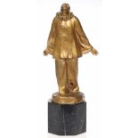 Julius Schmidt-Felling1835 Berlin - 1920 - Pierrot - Bronze. Gold patiniert. Schwarzer Marmorsockel.