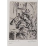 Lovis Corinth1858 Tapiau - 1925 Zandvoort - "Mädchen am Klavier" - Kaltnadelradierung/Papier. 17,7 x