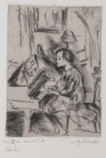 Lovis Corinth1858 Tapiau - 1925 Zandvoort - "Mädchen am Klavier" - Kaltnadelradierung/Papier. 17,7 x