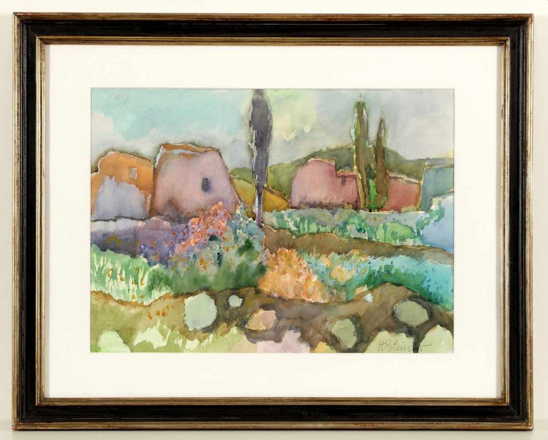 Heinrich Steiner1911 Kaiserslautern - 2009 Rom - "In der Toscana" - Aquarell/Papier. 45,5 x 63 cm. - Image 2 of 3