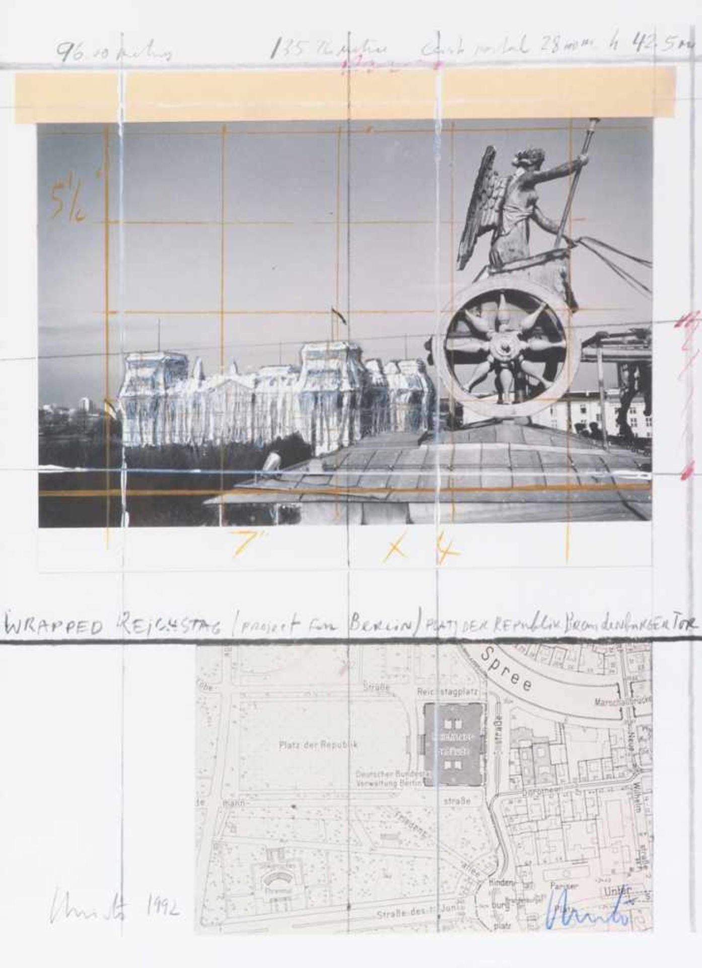 Christo1935 Gabrovo - "Wrapped Reichstag / Project for Berlin" - Farboffset/Papier. 63,5 x 50 cm, 70