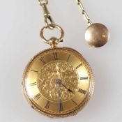 Taschenuhr mit Blattwerk-Verzierung und KetteFa. Connell 83, Cheapside, London. Um ca. 1860. Uhr: