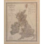 Carl F. Weilandgeb. um 1782 - "Grosbritannien und Ireland" . Kolor. Kupferstich. Mittelfalz. 62 x