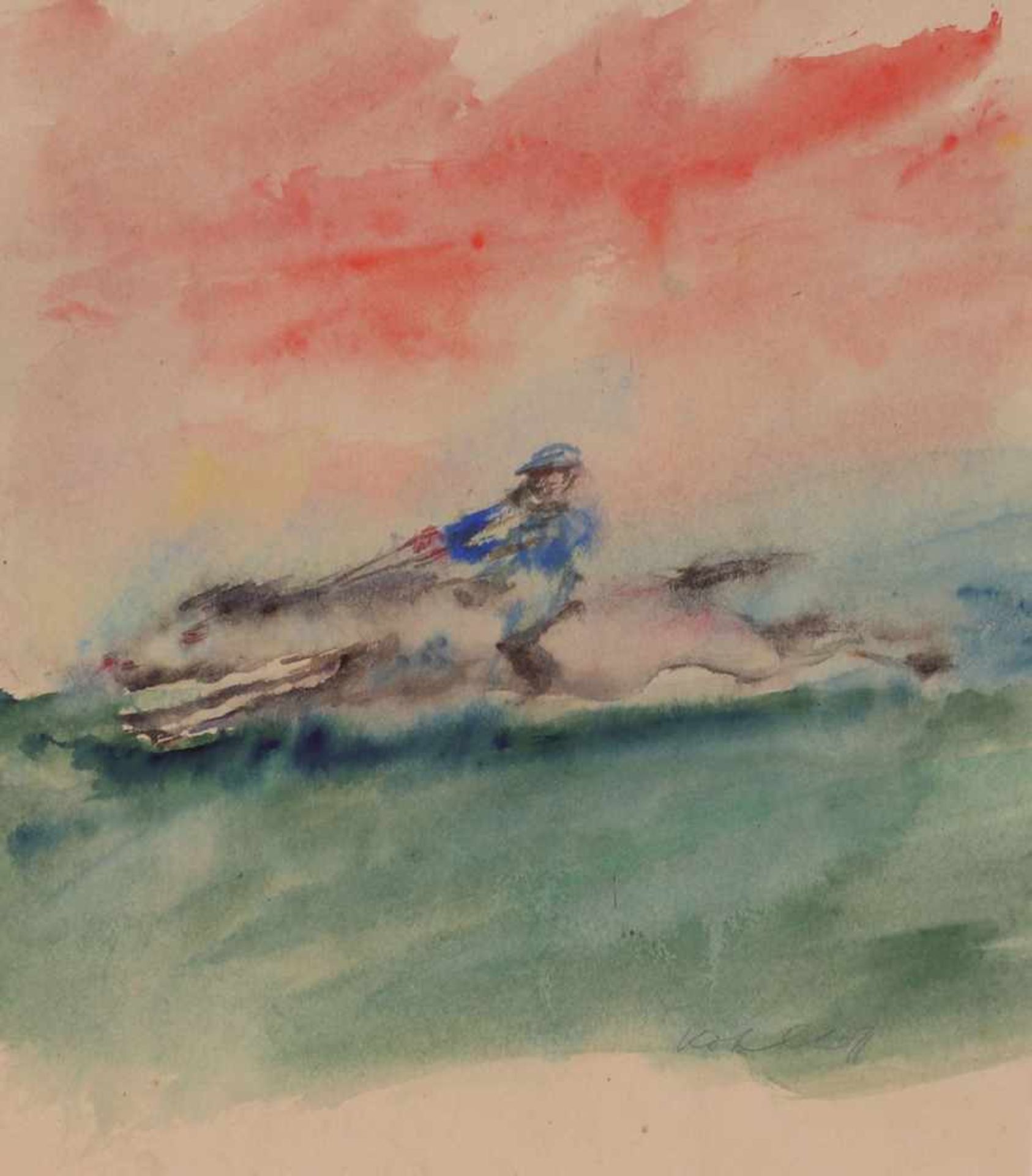 Wilhelm Kohlhoff1893 Berlin - 1971 Schweinfurt - Jockey - Aquarell/Papier. 29,8 x 25,8 cm (