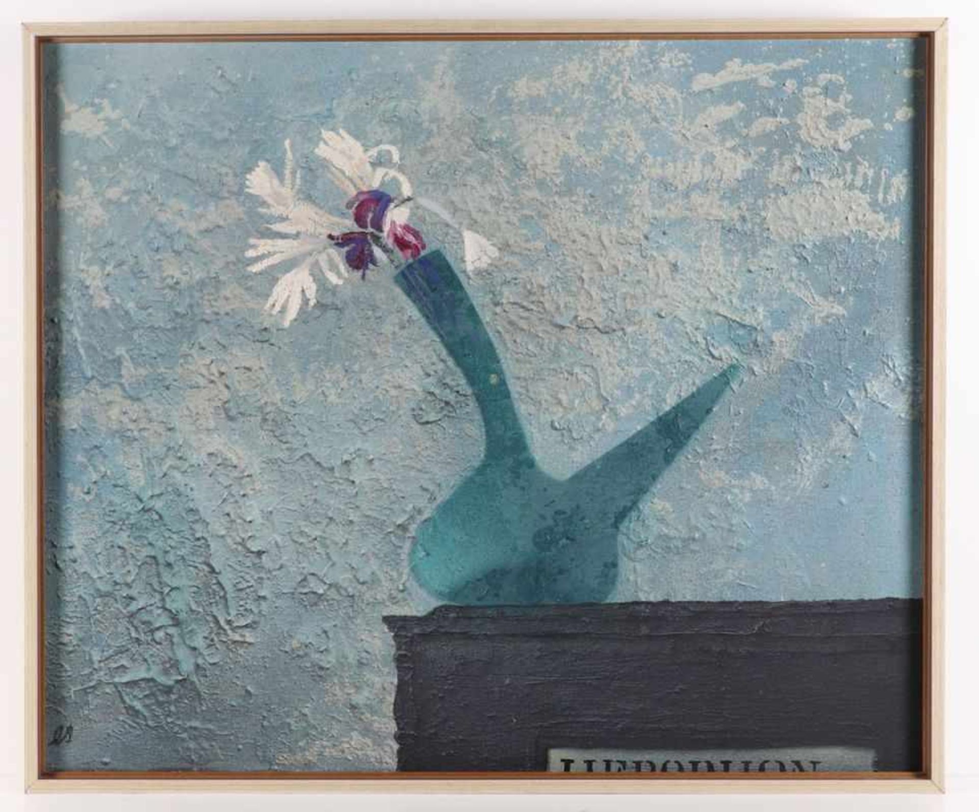 Eberhard Schlotter1921 Hildesheim - 2014 Altea - "Grüne Vase mit Blumen" - Acryl und Quarzsand/ - Bild 2 aus 2