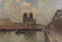 Frank Boggs1855 Springfield - 1926 Meudon - Seine mit Blick auf Notre-Dame - Öl/Lwd. 38,5 x 55 cm.