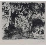 Lovis Corinth1858 Tapiau - 1925 Zandvoort - "Kastanienbäume" - Radierung/Papier. 24 x 27,5 cm, 35,