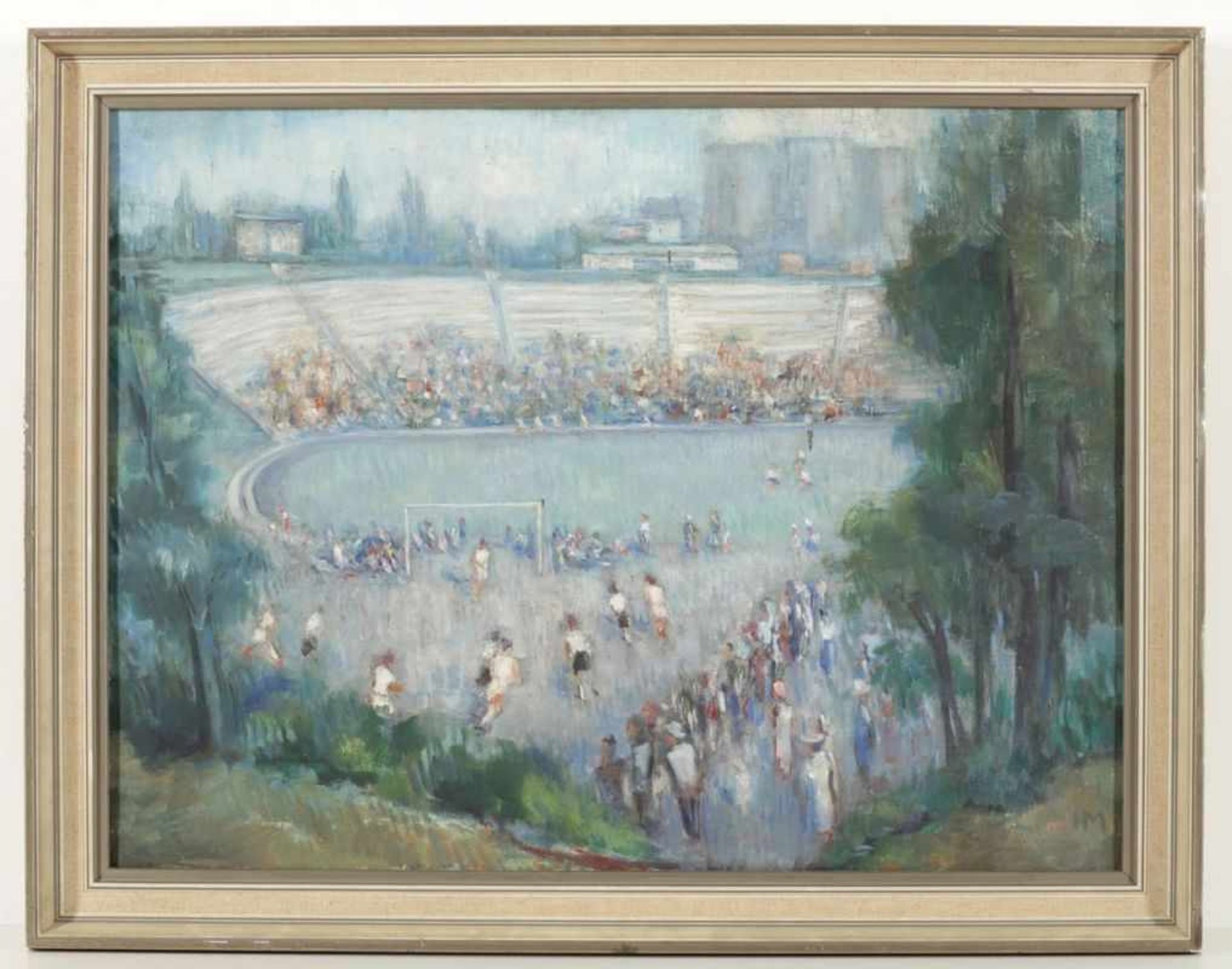 Helmut Märksch1907 Berlin - 1980 Sylt - Sportanlage am Lochowdamm in Berlin - Öl/Lwd. 61 x 82 cm. - Bild 2 aus 3