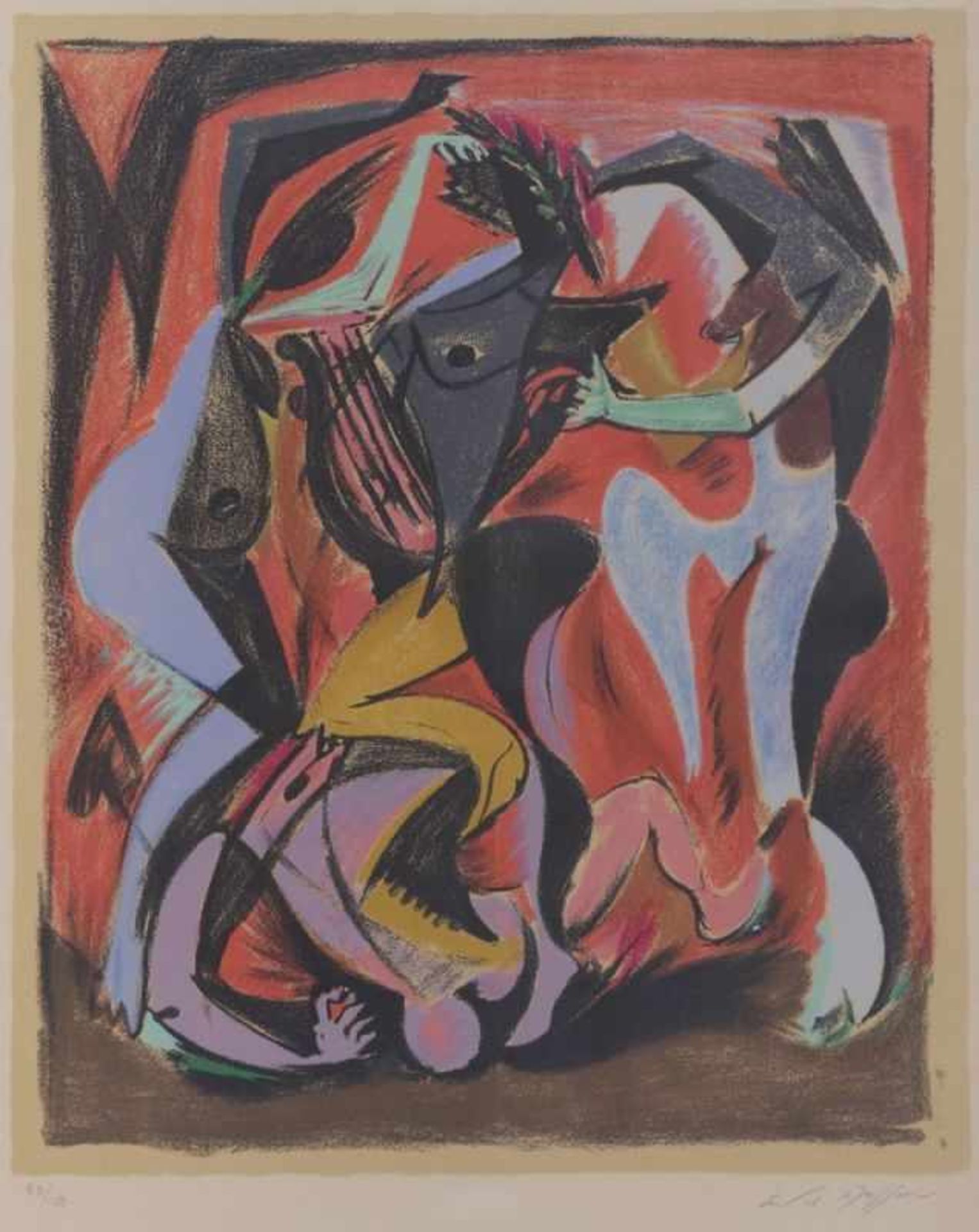 André Masson1896 Balagny-sur-Thérain - 1987 Paris - "Orpheus" - Farblithografie/Papier. 63/100. 59,6