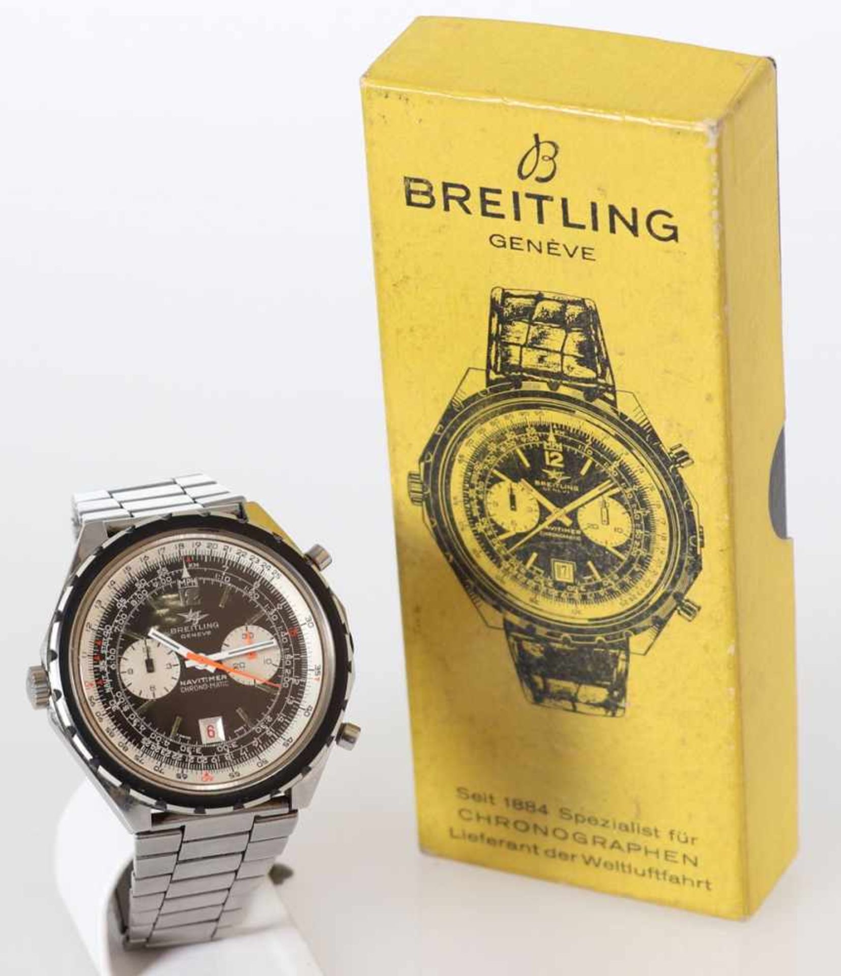 Breitling-ChronographFa. Breitling, Schweiz. Modell: Navitimer. Chrono-Matic. Edelstahl. Gewicht: - Bild 2 aus 2