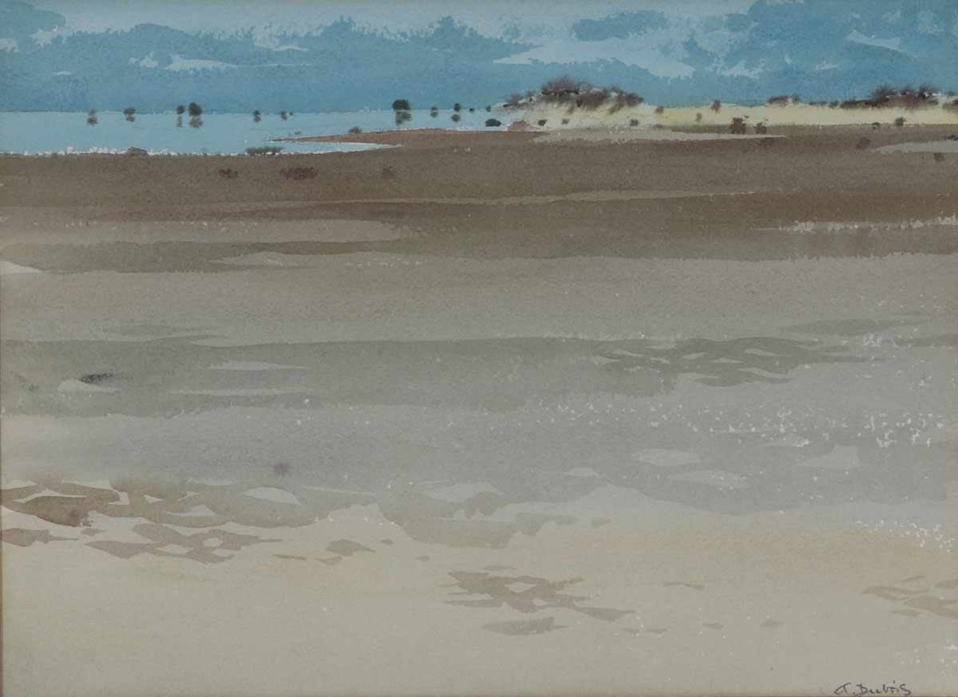 André Dubois1926 Lüttich - Strandlandschaft - Aquarell/Papier. 27 x 37 cm (
