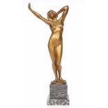 Robert Rudolfi1884 Selzach - 1932 - Erwachen - Bronze. Gold patiniert. Grauer Marmorsockel. H. o./m.