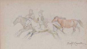 Piotr Fedorovich Sokolov1791 Moskau - 1848 Moskau - Reiter zu Pferde - Aquarell/Papier. 18 x 30,5 cm