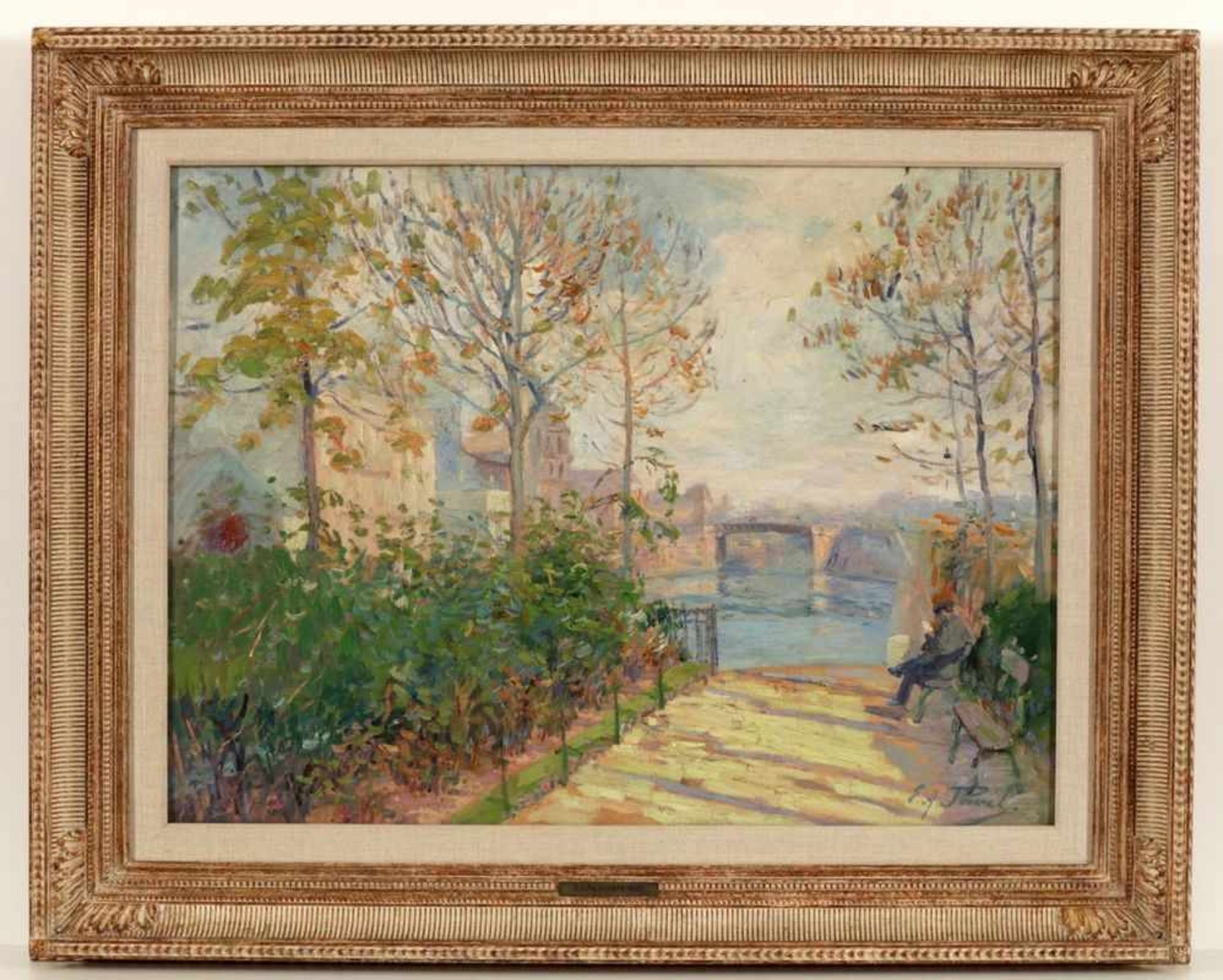 Elie Anatol Pavil1873 Odessa - 1948 Rabat - "Le Canal Saint-Martin à Paris" - Öl/Lwd. 53 x 73,5 - Bild 3 aus 3