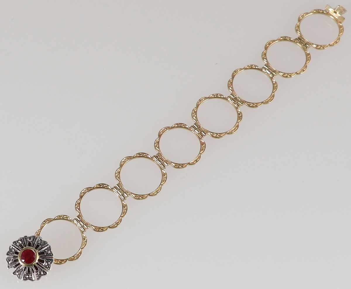 Rubin-Armband oder Ring mit Diamanten - verwandelbar375/- Gelbgold und Silber, gestempelt. - Image 2 of 2