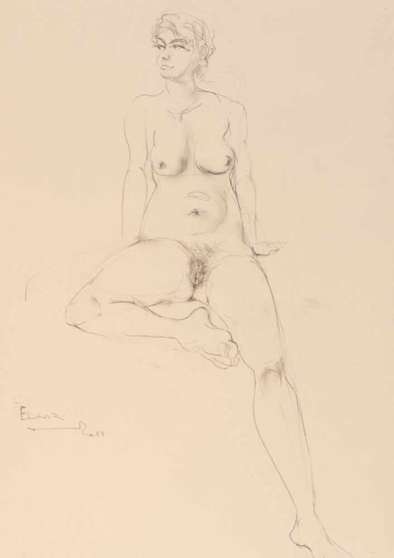 Armin Sandig1929 Hof/Saale - 2015 Hamburg - "Elena" - Bleistift/Papier. 50,4 x 36 cm. Betit.,