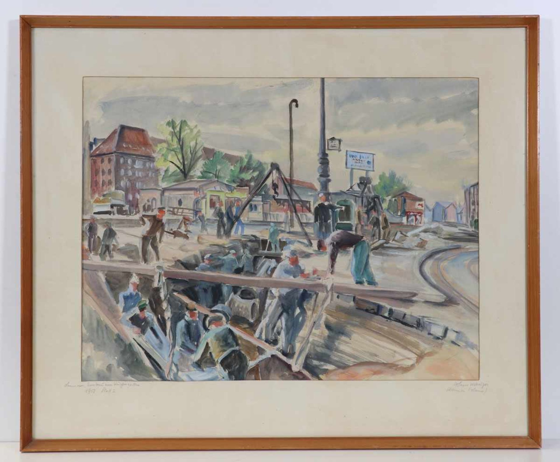 Hans Kreuzer1911 Breslau - 1988 Abbensen - "Hannover. Umbau am Küchengarten" - Gouache/Papier. 45 - Image 5 of 7