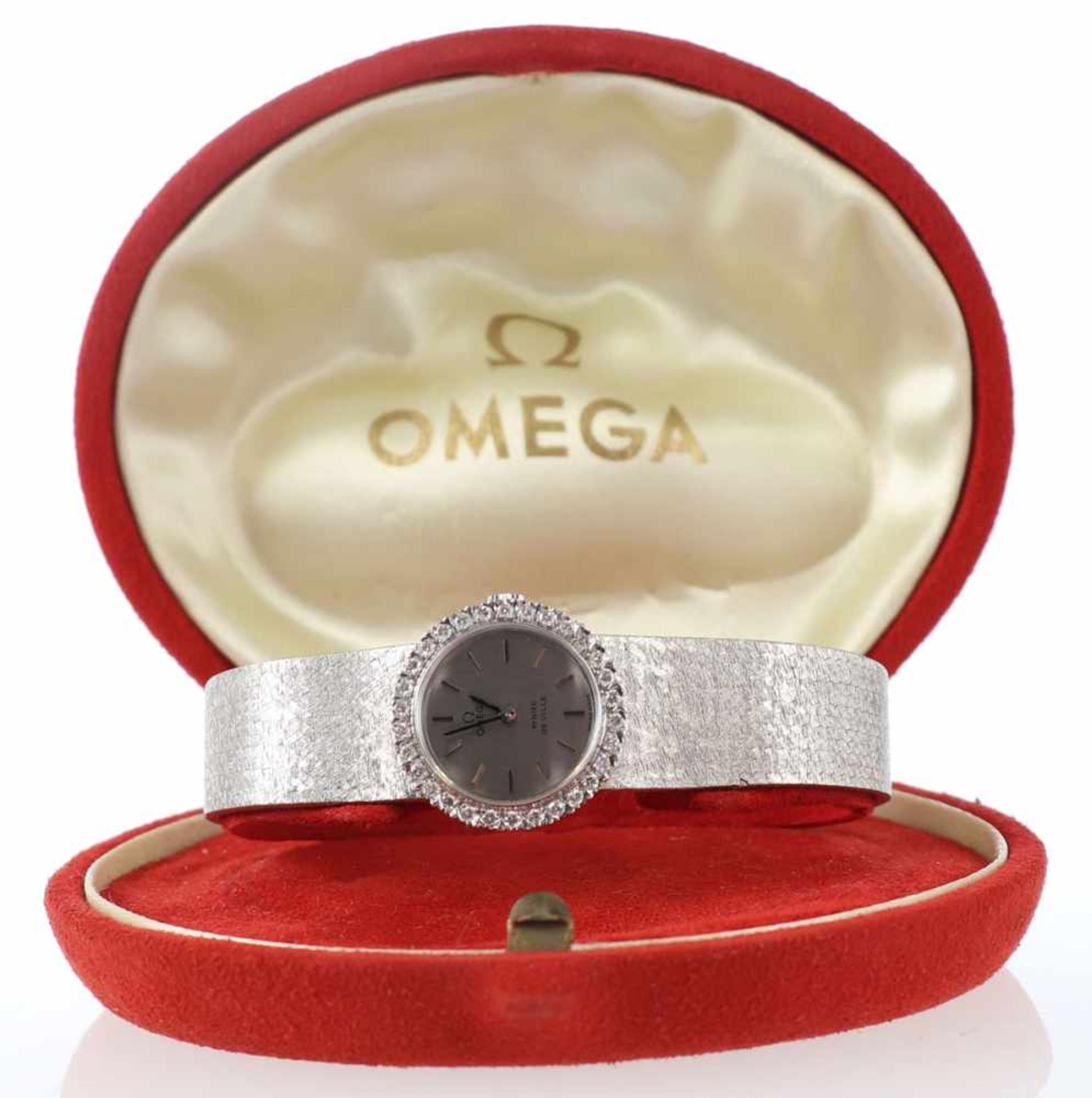 Omega - Damenarmbanduhr mit BrillantenFa. Omega, Schweiz. Modell: De Ville. 750/- Weißgold, gestemp. - Bild 2 aus 2