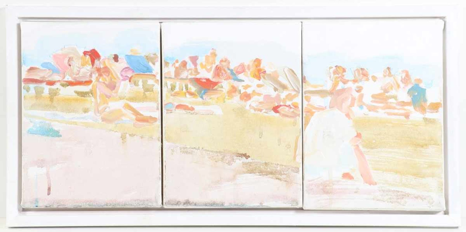 Daniel Mohr1976 Bad Hersfeld - Strandszene (Studie) - Öl/Lwd. 24 x 54,5 cm, (kombiniert aus 3 - Bild 2 aus 2