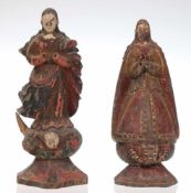 Bildschnitzer des 19. Jahrhunderts- Paar Heiligenfiguren - Holz. Polychrom gefasst. H. 29,3 bzw.