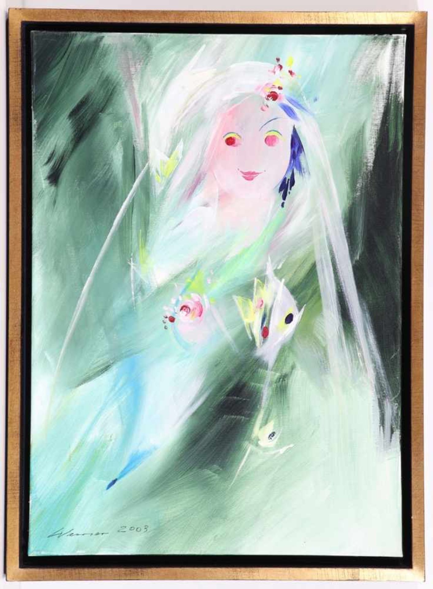 Heinz Werner1928 Coswig - lebt in Coswig und Meißen - "Aphrodite" - Acryl/Lwd. 69,5 x 49,8 cm. Sign. - Bild 2 aus 2