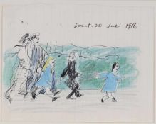 Lyonel Feininger1871 New York - 1956 New York - "Spaziergang" - Farbkreiden, Tusche und Bleistift/