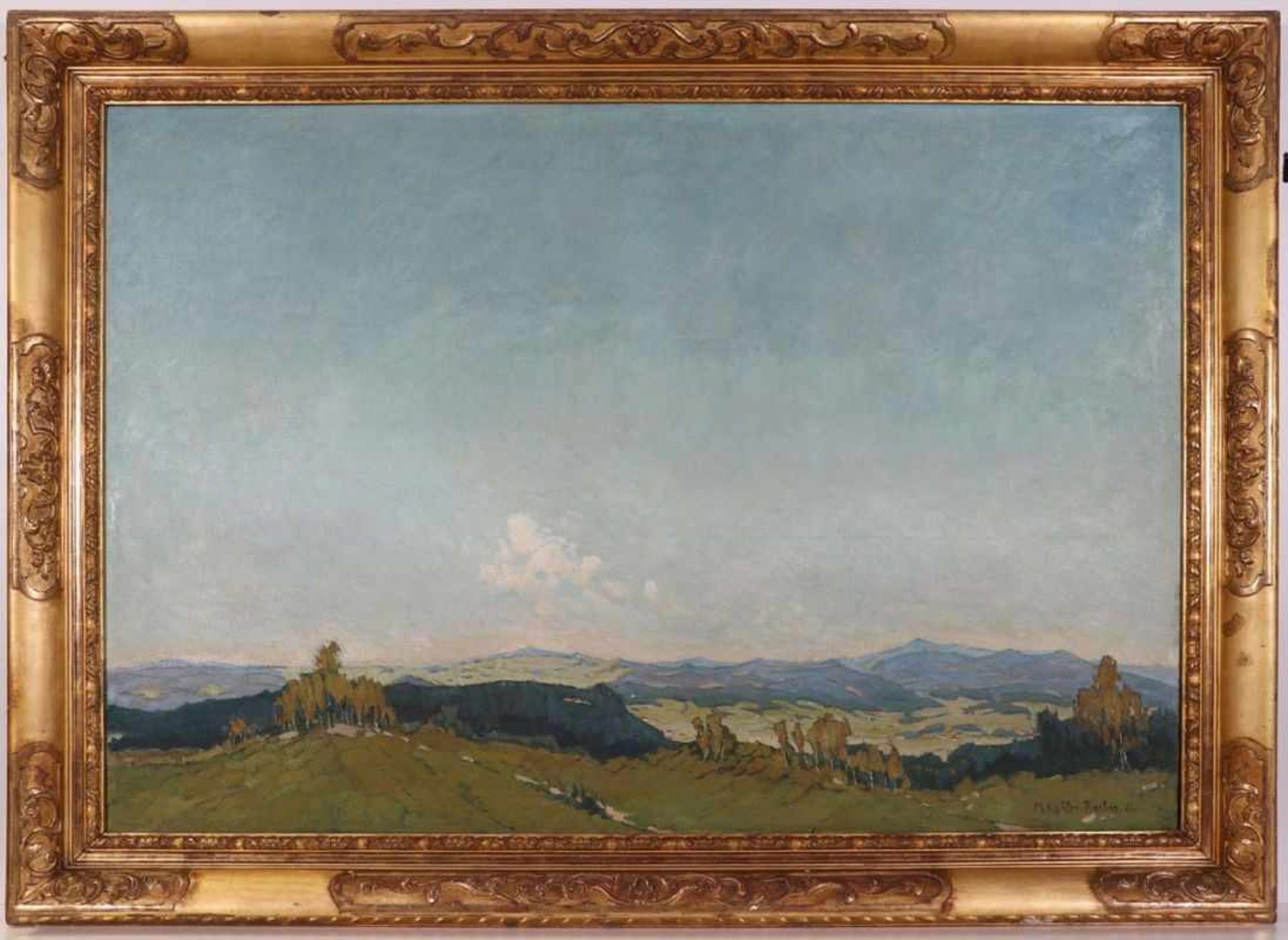 Minna Köhler-Roeber1883 Reichenbach - 1957 Friesen - Gebirgige Landschaft - Öl/Lwd. 91,5 x 131 cm. - Bild 2 aus 2