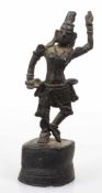 TempelfigurThailand, 19. Jahrhundert. Bronze. H. 27,5 cm. Tanzende weibliche Figur.