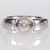 Moderner Spirit Diamond - Ring750/- Weißgold, gestempelt. Gewicht: 8,1g. Punzierung: M. 1 Diamant im
