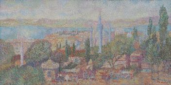 Stan Reszka1924 Polen - Ansicht von Istanbul - Öl/Lwd. 60 x 120 cm. Sign. r. u.: Stan Reszka.