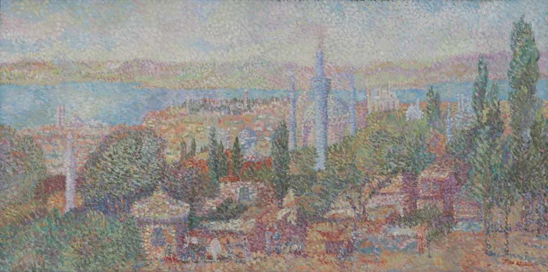 Stan Reszka1924 Polen - Ansicht von Istanbul - Öl/Lwd. 60 x 120 cm. Sign. r. u.: Stan Reszka.