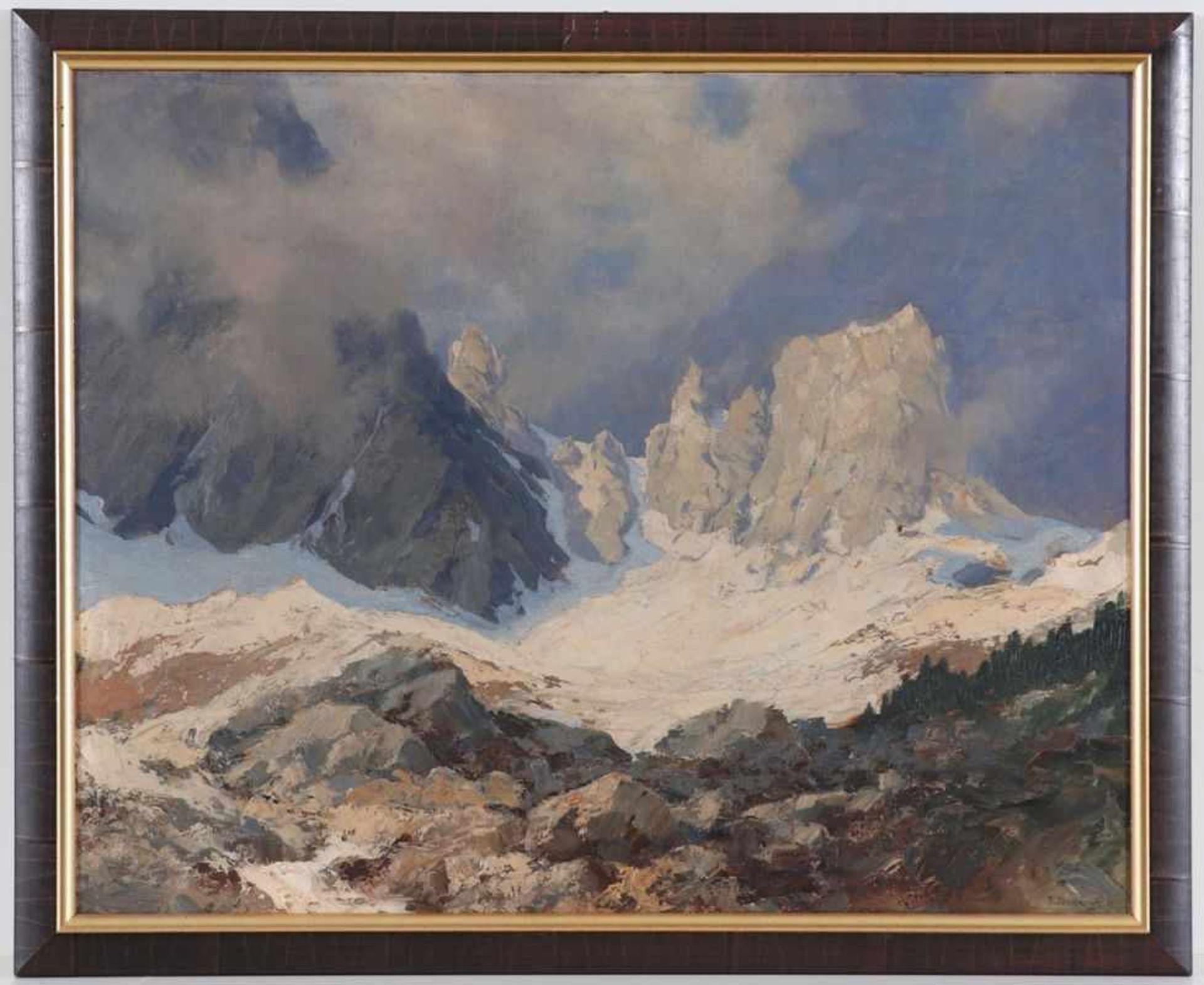 Rudolf Hermanns1860 Celle - 1935 Hannover - Blick auf die Civetta (Dolomiten) - Öl/Karton. 48 x 60 - Bild 2 aus 2