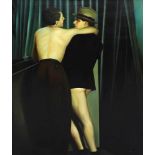 Künstler des 20. Jahrhunderts- Zwei Männer in Umarmung - Öl/Lwd. 135 x 108,5 cm. Sign. r. u.: