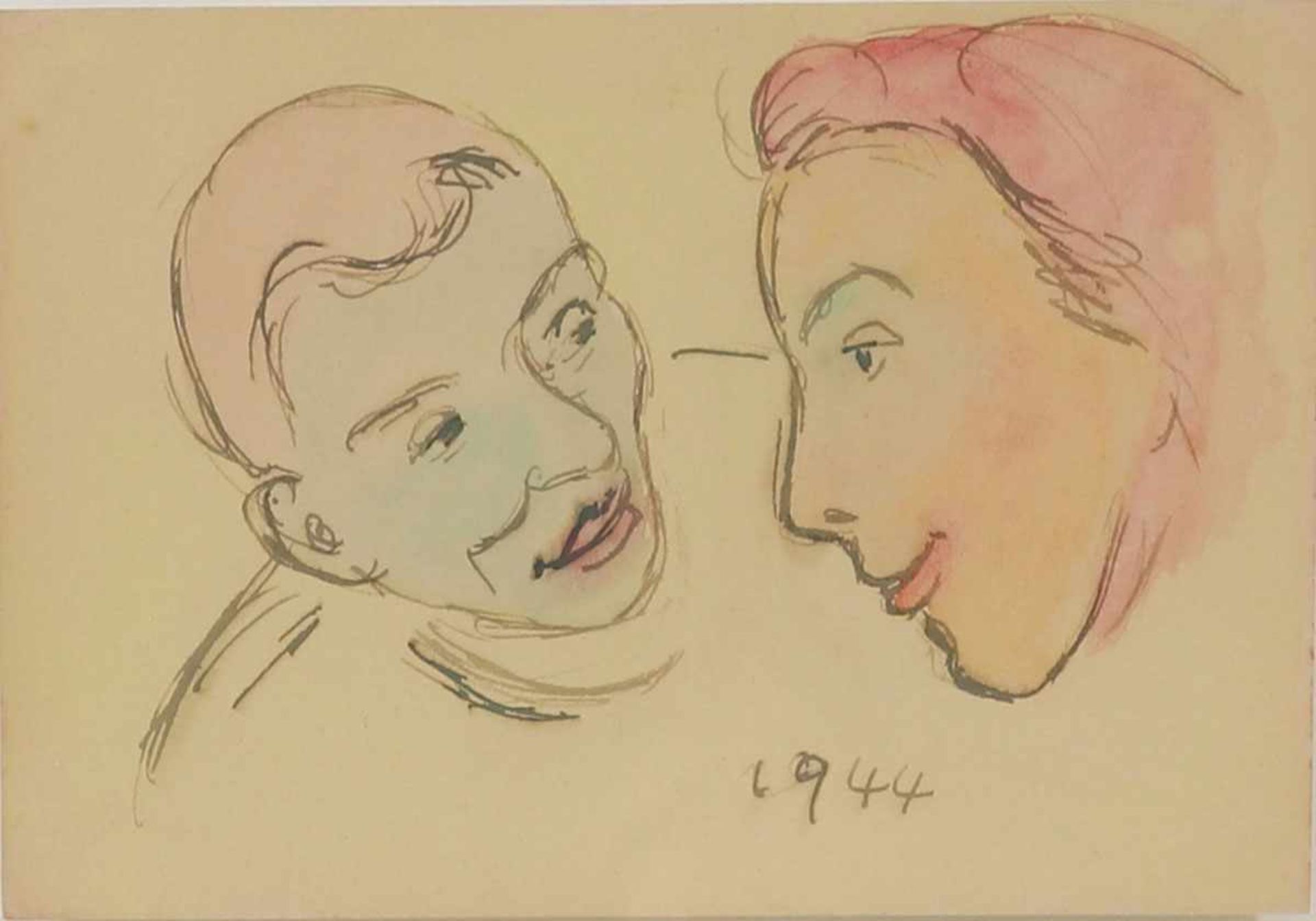 Kurt Scheele1905 Frankfurt/Main - 1944 Smolensk - Mann und Frau - Aquarell/Papier. 20,5 x 29,5 cm.