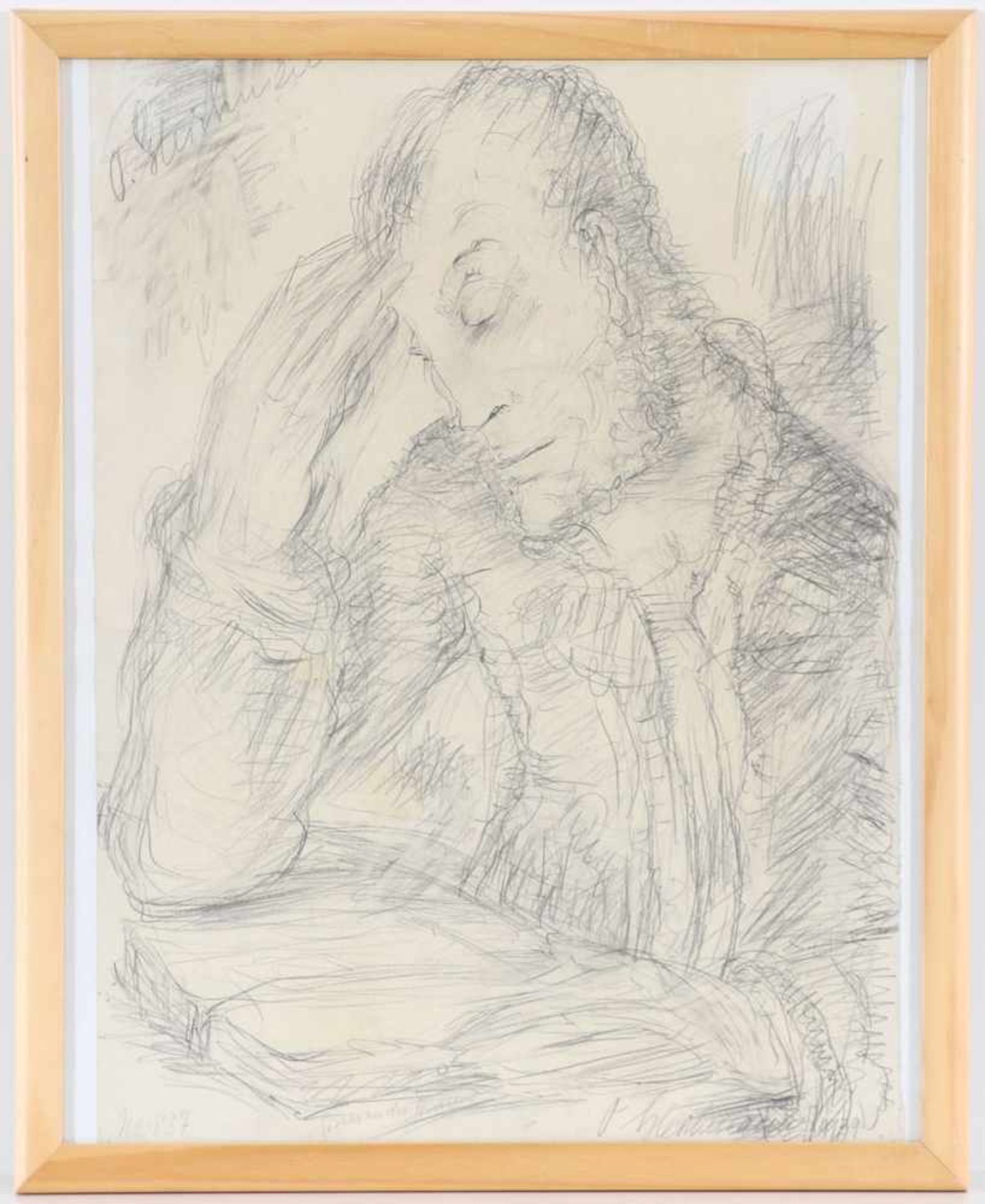 Otto Gleichmann1887 Mainz - 1963 Hannover - "Sinnender Mann" - Bleistift/Papier. 49,5 x 36,6 cm. - Bild 2 aus 2