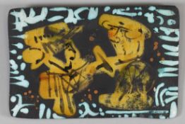 Unikat Wandplatte Mann und FrauGilbert Portanier, Vallauris um 1970. Keramik, heller Scherben.