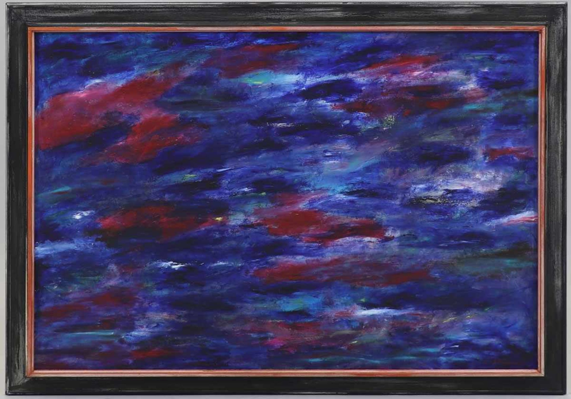 Sigrid Kopfermann1923 Berlin - 2011 Düsseldorf - "Blauer Farbfluss" - Öl/Hartfaser. 88 x 121 cm. - Bild 2 aus 2