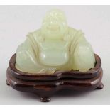 BuddhaJapan. - Ho-Tai - Jade. H. 7 cm. Mit Holzsockel.- - -22.00 % buyer's premium on the hammer