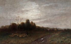 Désiré Thomassin-Renardt1858 Wien - 1933 München - Landschaft mit Schäfer - Öl/Lwd. 62 x 100 cm.