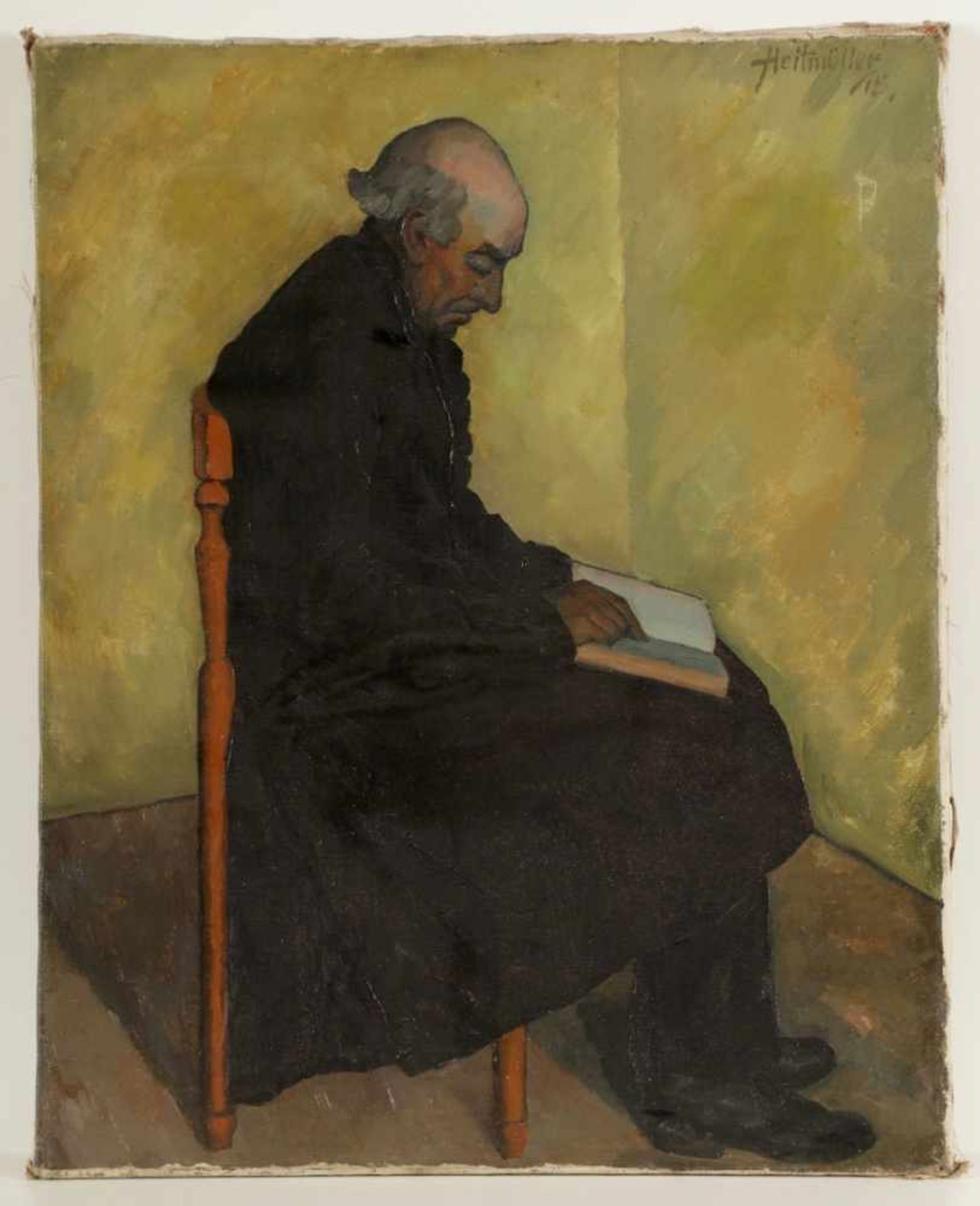 August Heitmüller1873 Gümmer - 1935 Meran - Lesender Mann - Öl/Lwd. 81,5 x 65 cm. Sign. und dat. - Bild 2 aus 3