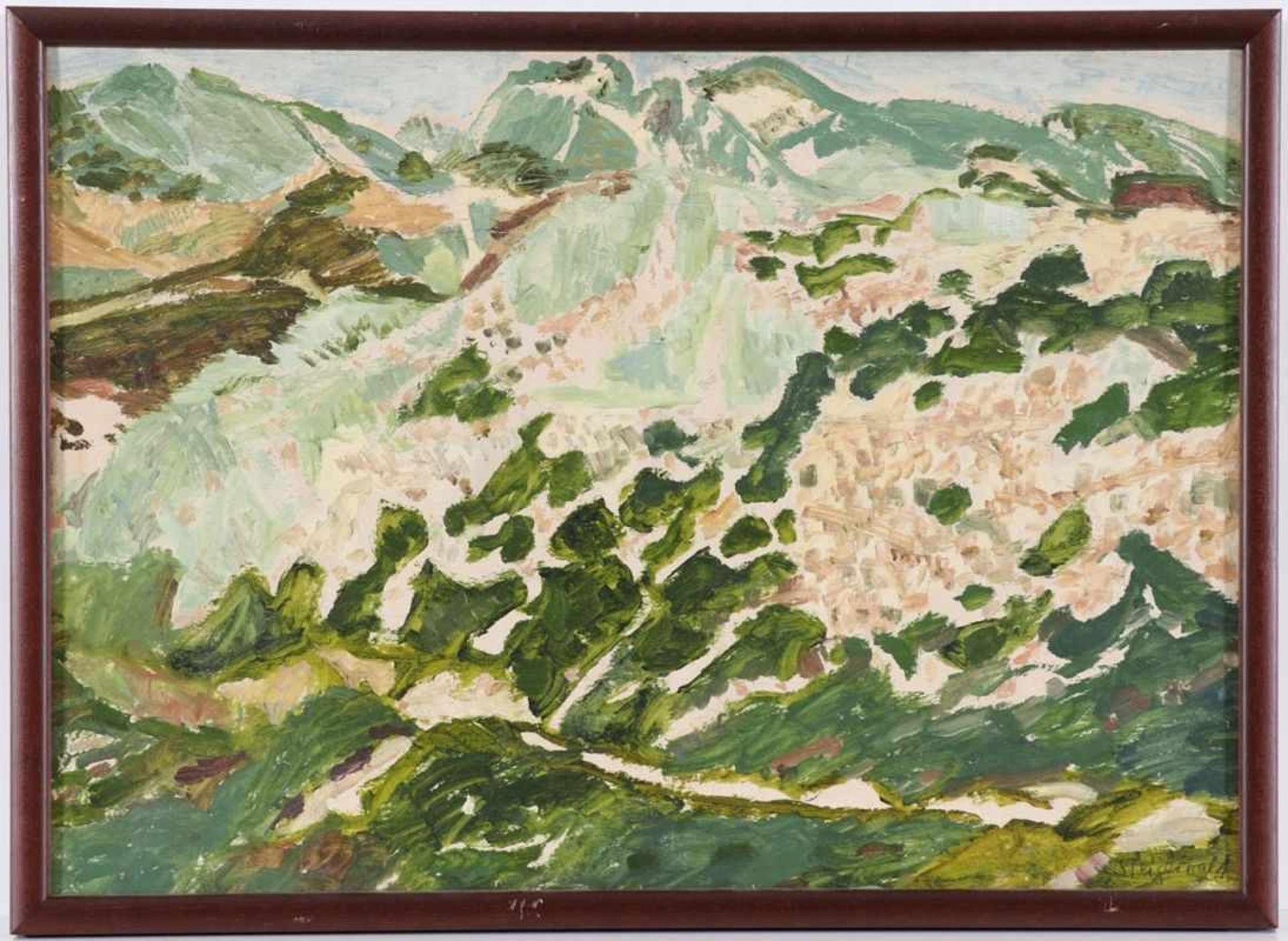 Lucia Steigerwald1913 Lodz - 1995 Hannover - "Dünenlandschaft auf Sylt" - Öl/Hartfaser. 50 x 70 - Bild 2 aus 2