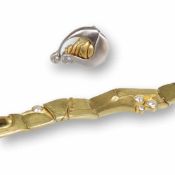 Modernes Goldarmband im Lapponia-Stil750/- Gelbgold, gestempelt. Gewicht: 38,9 g. 4 Brillanten