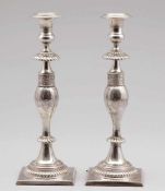 Paar Biedermeier TafelleuchterCarl Friedrich Korock/Breslau, um 1840/50. 750er Silber. Punzen: