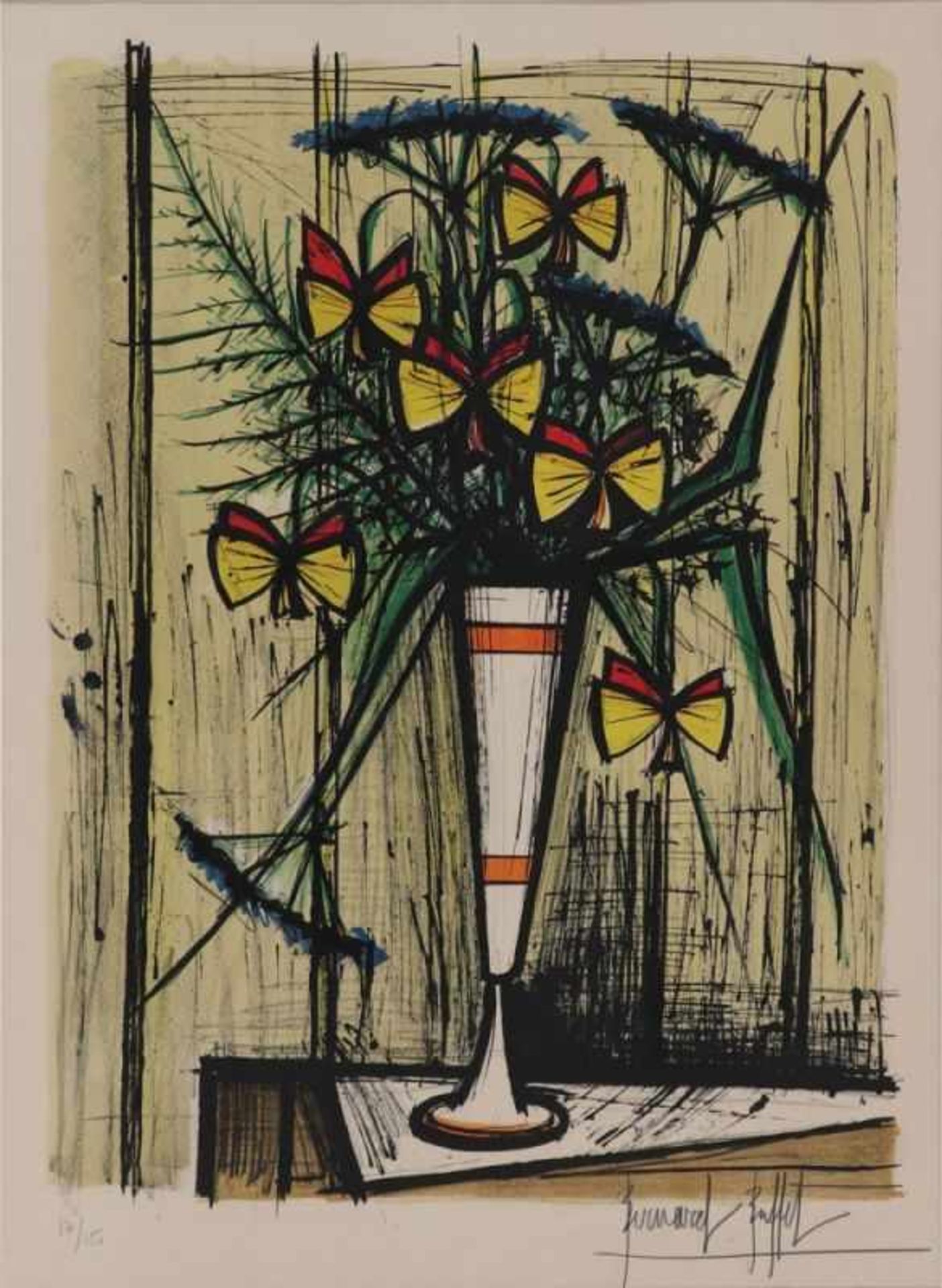 Bernard Buffet1928 Paris - 1999 Tourtour - Stillleben - Farblithografie/Papier. 17/150. 66,5 x 49